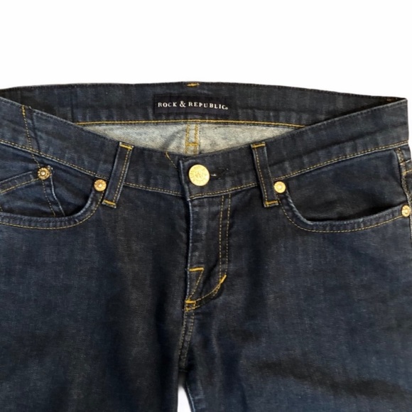 Rock & Republic cotton spandex blend dark wash denim jeans size 27 - Picture 3 of 13